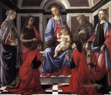  Kind Kunst - Madonna und Kind mit sechs Heiligen Sandro Botti